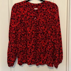 Pretty Floral Red Blouse
